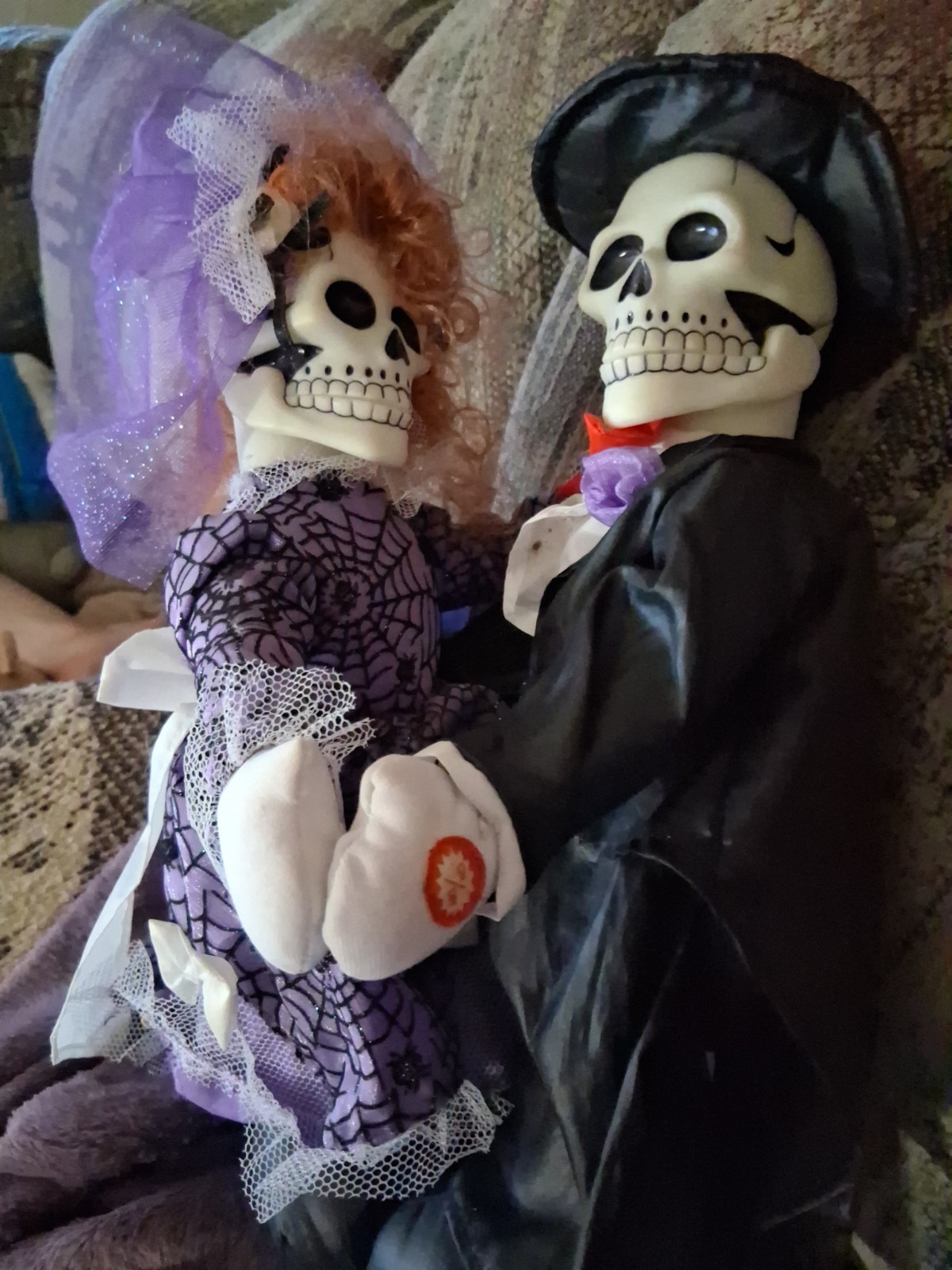 VTG Kids of America Animated Skeleton Bride & Groom   Missing Screw  See Descrip