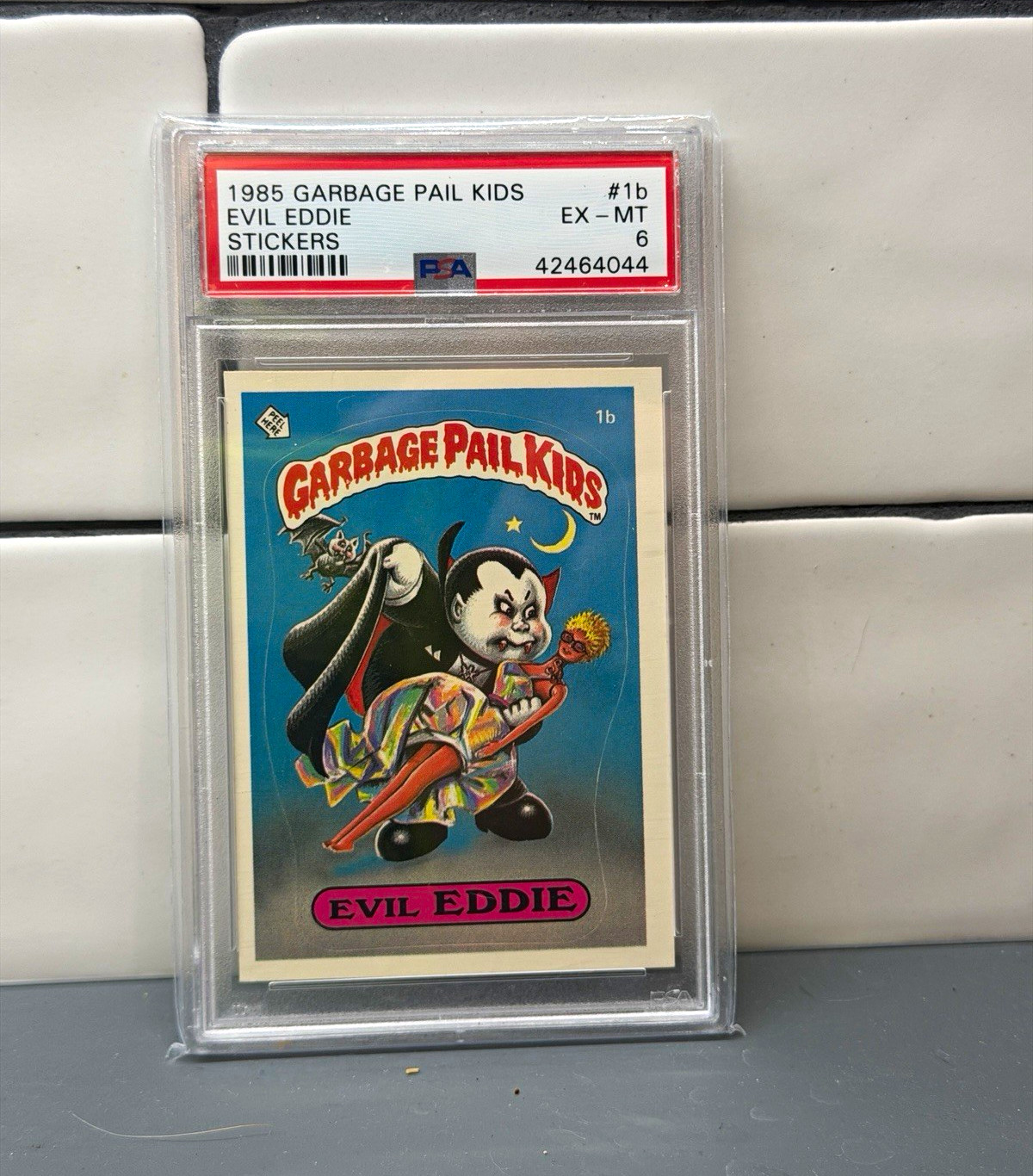 Topps 1985 Garbage Pail Kids Stickers #1b Evil Eddie Sticker PSA 6 42464044