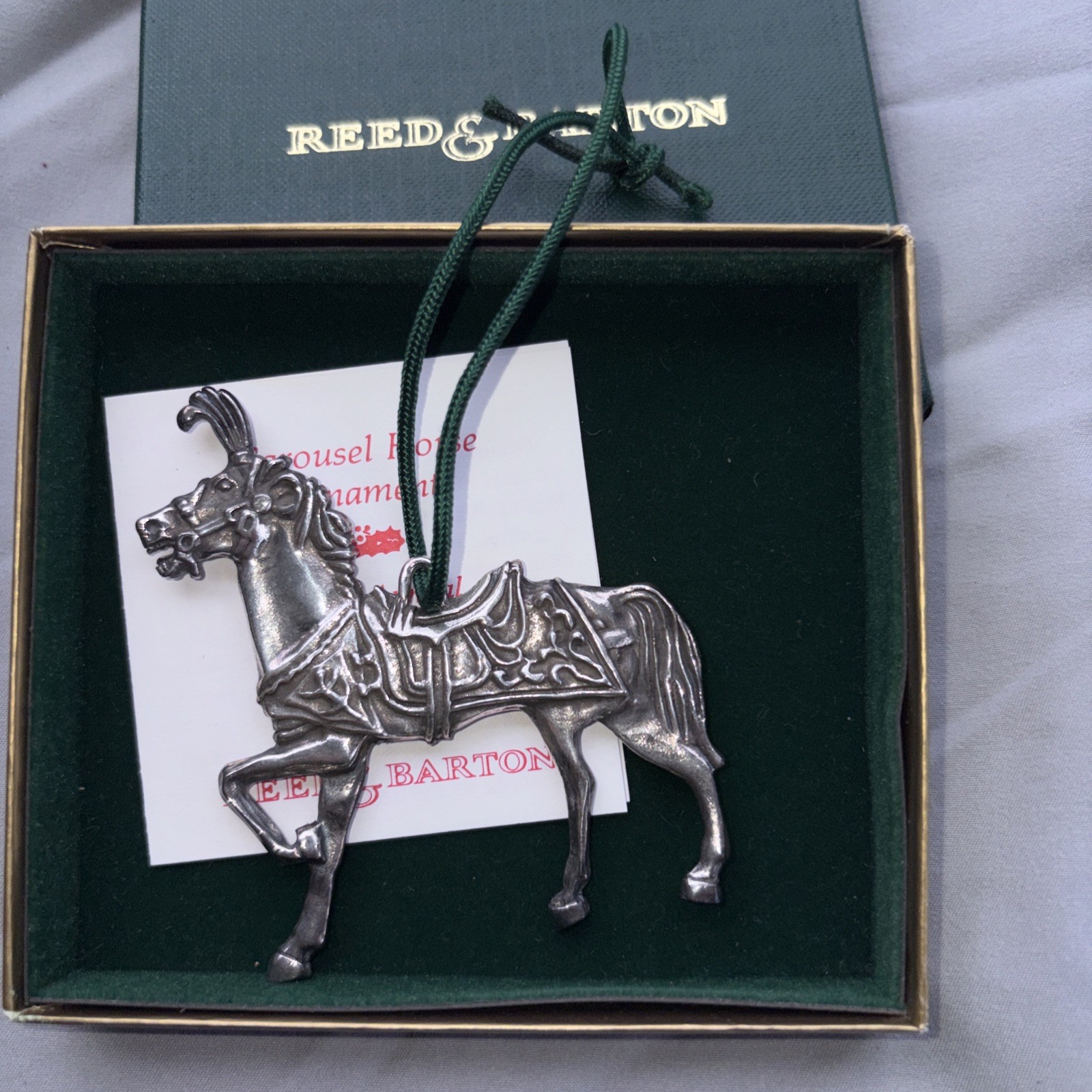 1989 Reed & Barton Carousel Horse Ornament Silverplate Paper Insert Holiday
