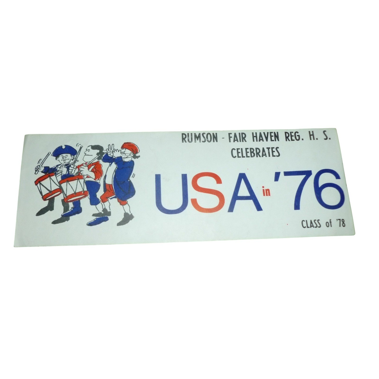 Vintage 1976 Rumson-Fair Haven HS USA Bicentennial Bumper Sticker Class of 78