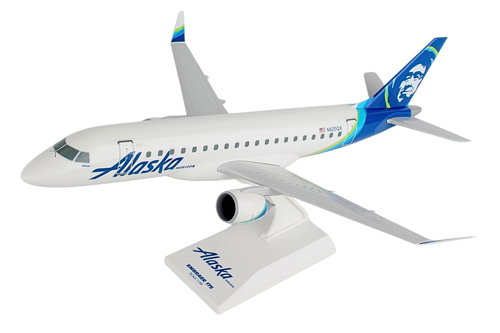 Skymarks SKR923 Alaska Airlines Horizon E-175 N620QX Desk 1/100 Model Airplane