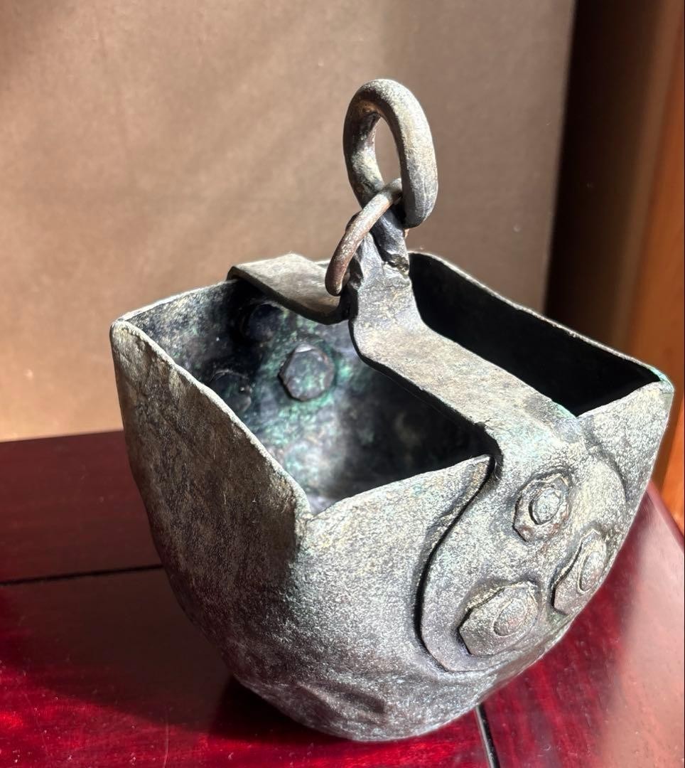 Vintage Copper Well Bucket, Antique Japanese Tsurube Flower Vase Collection
