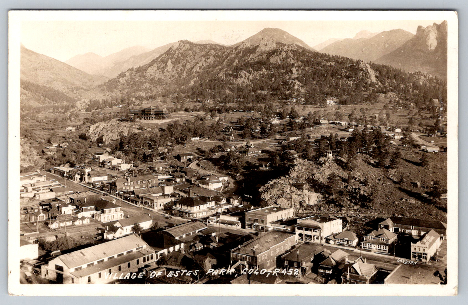 RPPC c1920s Panorama Estes Park Colorado Stanley Hotel Main Street Postcard