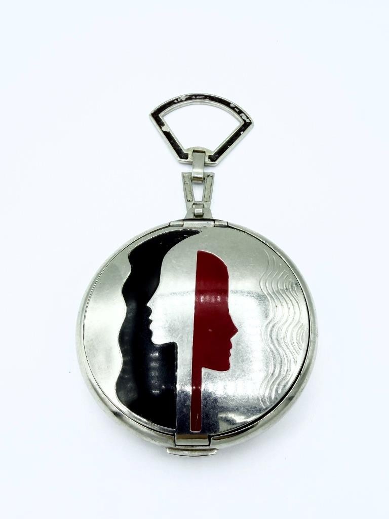 Antique Richard Hudnut Art Deco Red & Black Enamel Rouge & Powder Compact