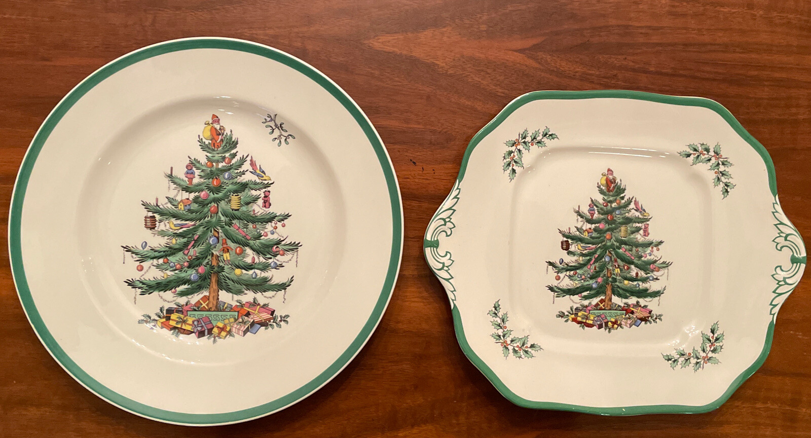 Preowened Spode Christmas Tree Dinner Plate and Platter 10 3/4\