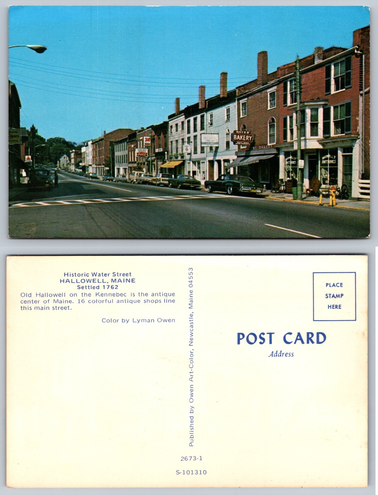 Historic Water Street Hallowell Maine Postcard