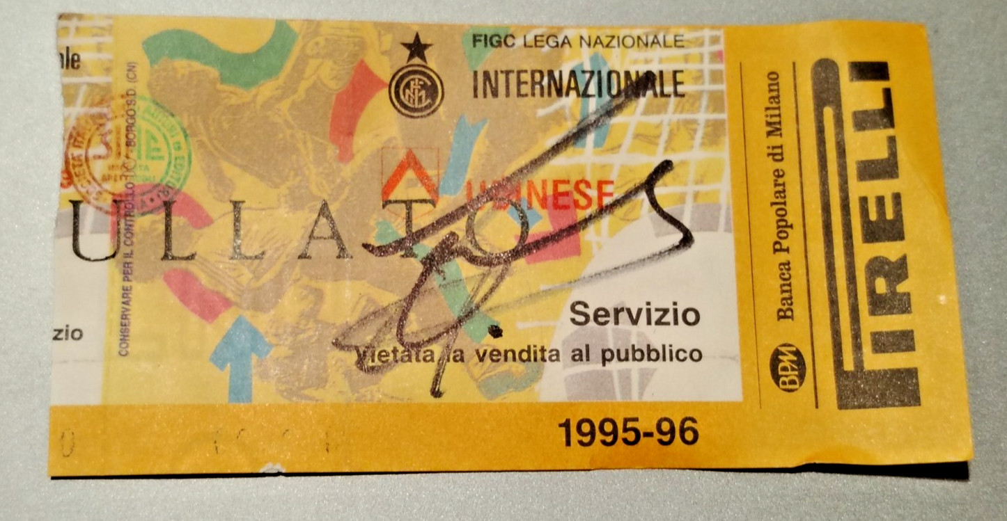 AUTOGRAPH JAVIER ZANETTI ARGENTINA ROOKIE SEASON FC INTER MILAN V UDINESE 1996