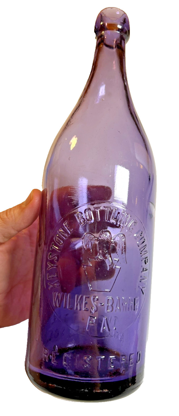 Antique Amethyst Blobtop Bottle Keystone Wilkes-Barre Pennsylvania Blob Top