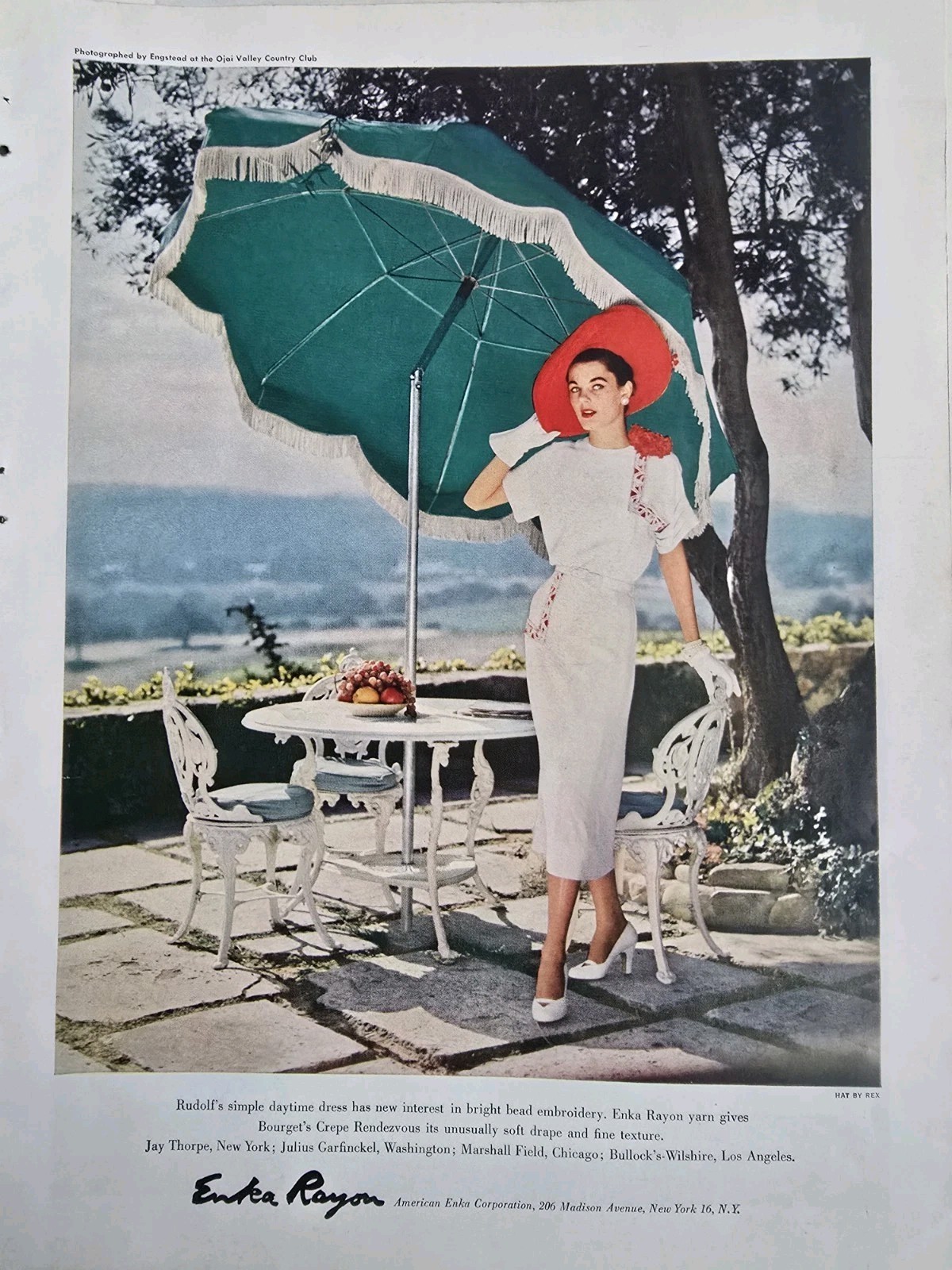 1950 Women's Rudoff Dress Enka Rayon Vintage Fashion Color Ad 