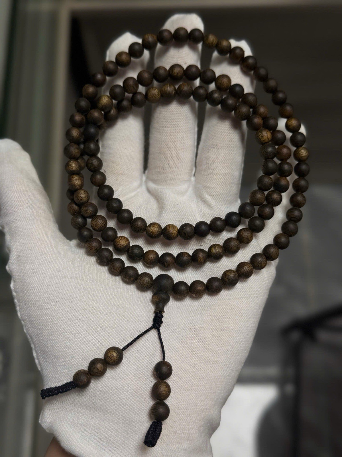 Natural Agarwood Bracelet 108 Beads, 5mm Mala Kynam Agarwood, Strong Scents