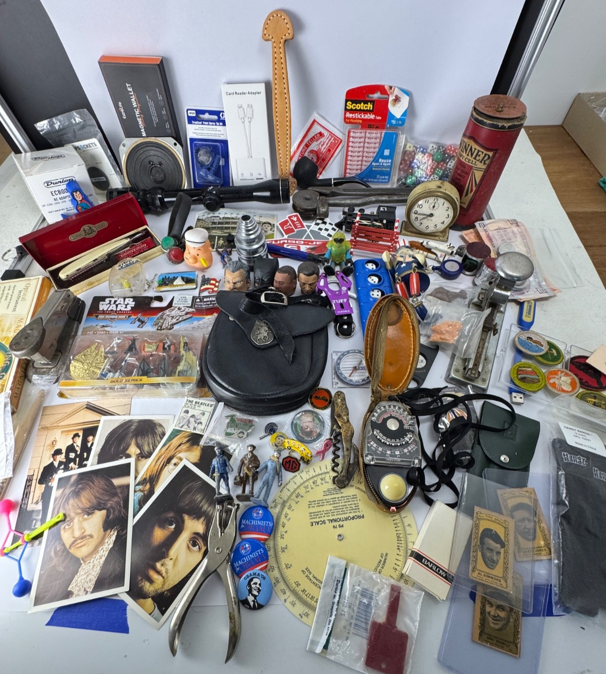 HUGE JUNK DRAWER OLD TRINKET LOT Vintage Pins, Toys, Patches & Useful Items