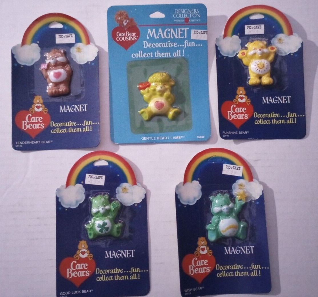 Vintage 1980's Care Bears & Cousins MOC MIP Magnet Lot American Greetings Co AGC