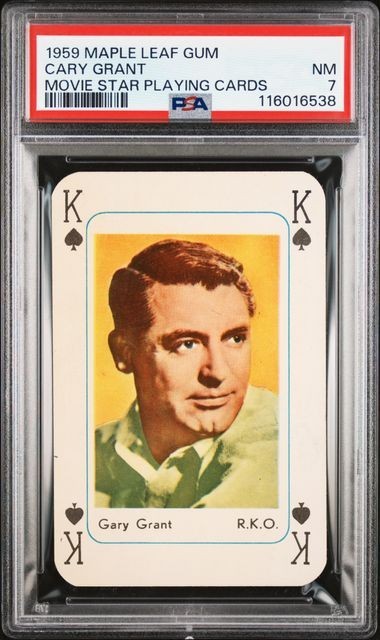 1959 MAPLE LEAF GUM PLAYING CARDS CARY GRANT PSA 7, POP 2, NONE HIGHER