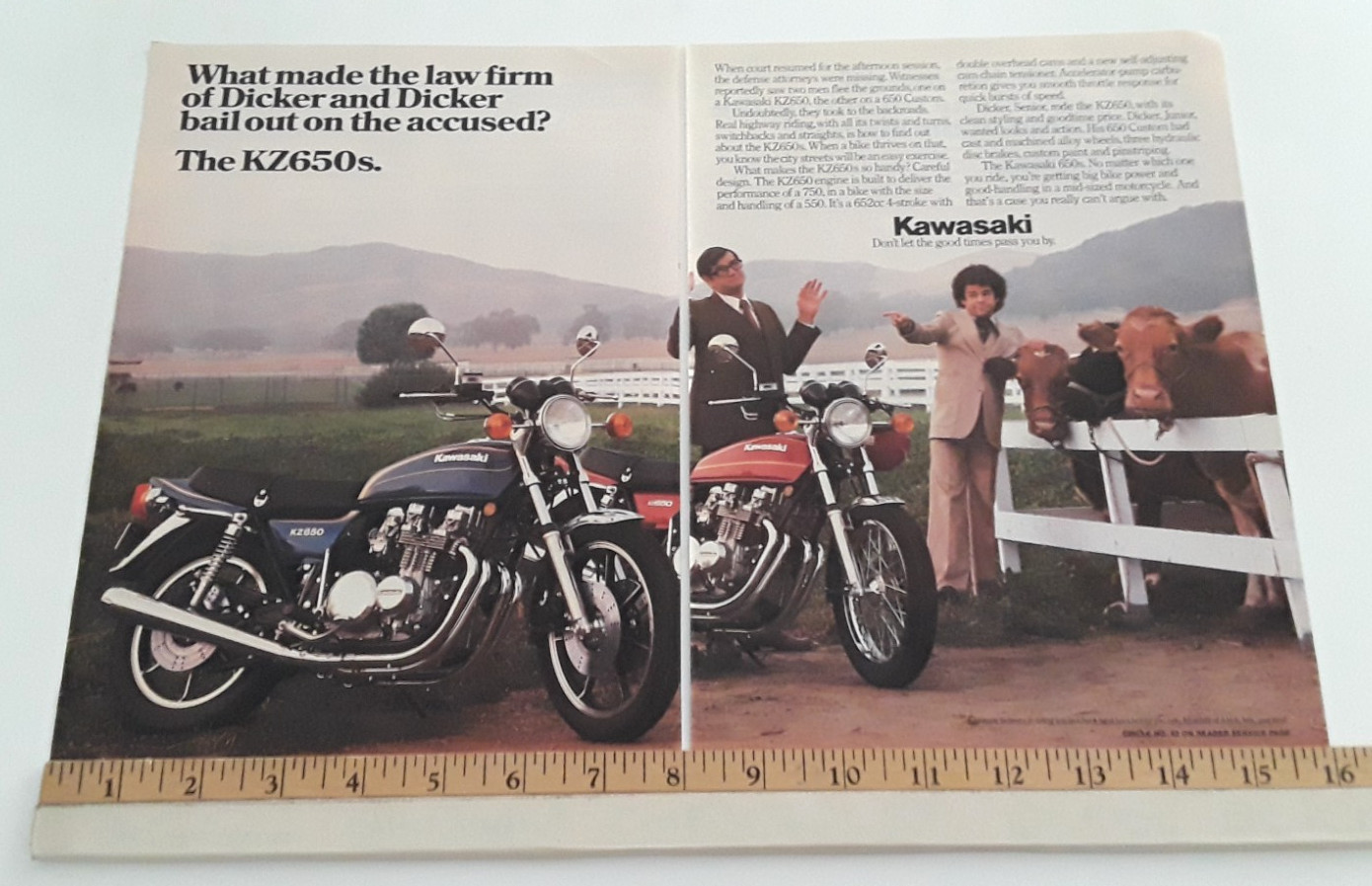KAWASAKI  KZ650 / CUSTOM -  ORIGINAL 2 PAGE 1979 AD