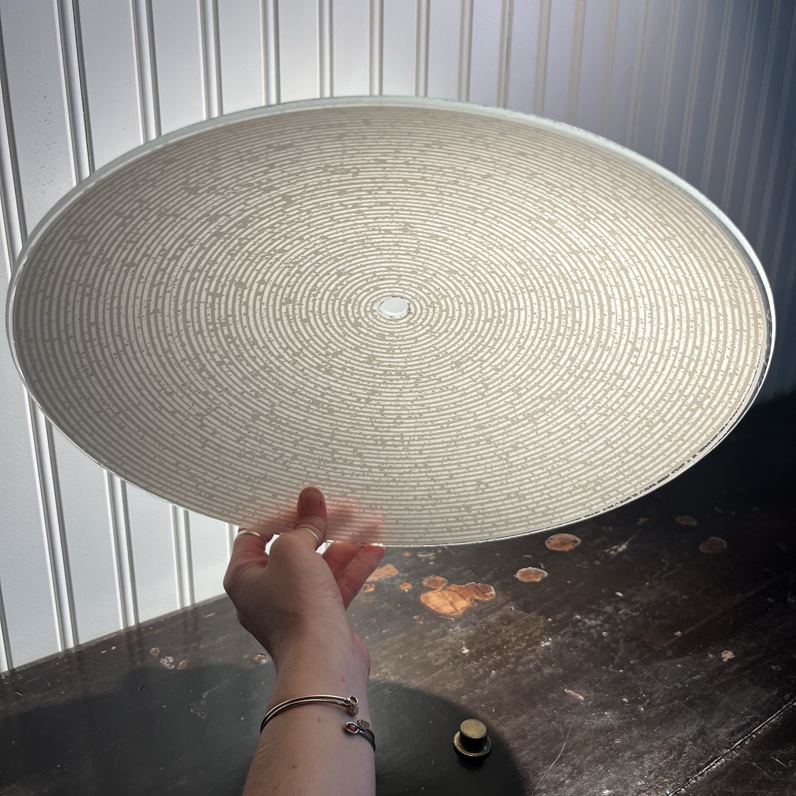 Mid Century Saucer Lampshade Ceiling Light Fixture Glass Shade Vintage MCM 60s