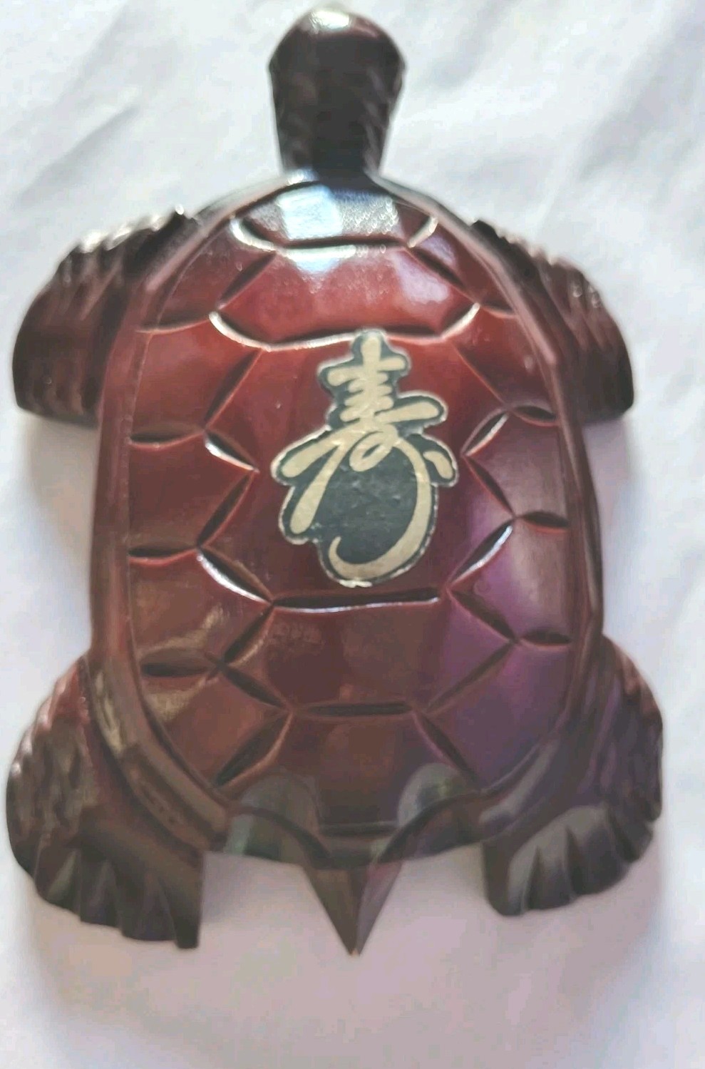  VTG. Chinese Hand Carved Wood Turtle Pair Feng Shui Fu Shou Fortune Longevity