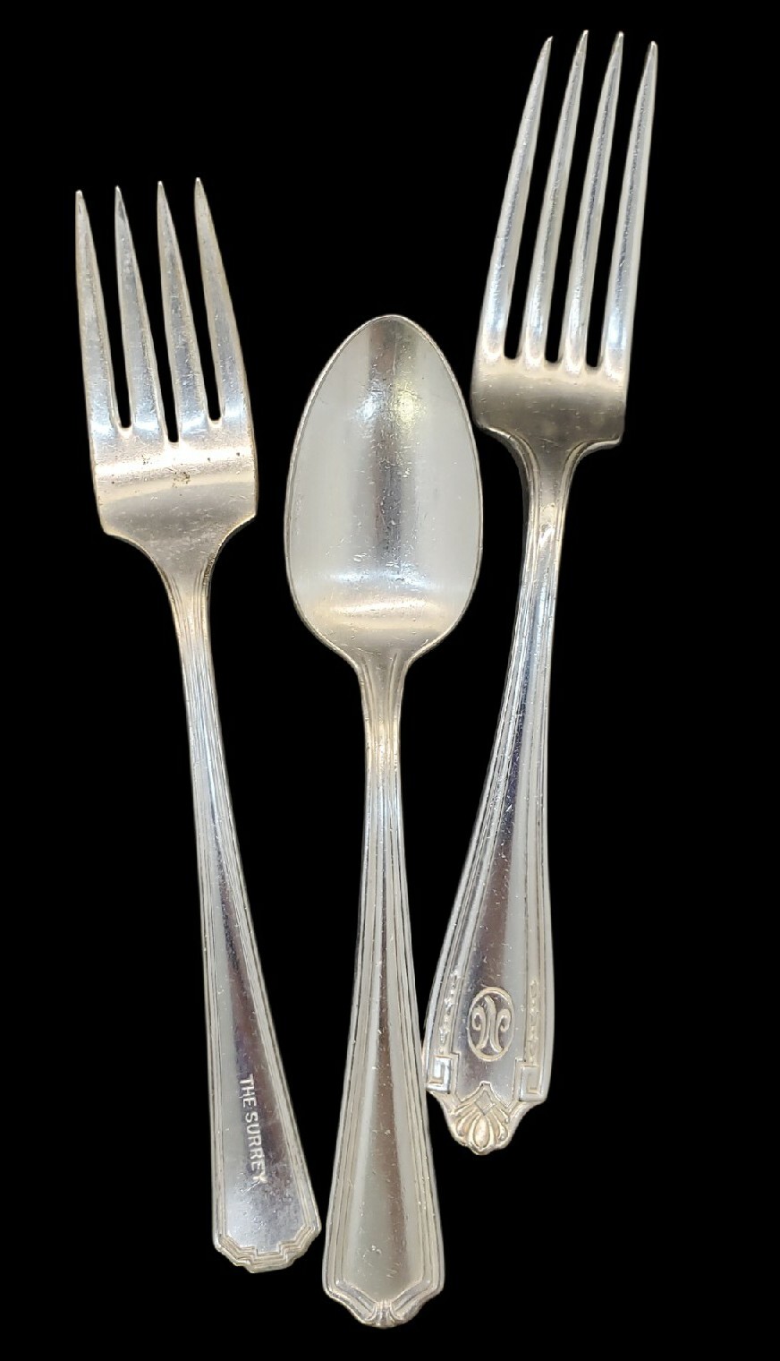 Advertising Spoon & Forks The Surrey, Albert Pick, Mayflower Hotels Silverplate 