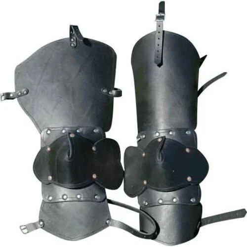 Leather knee armor leg & knee protection SCA LARP cosplay combat armor Costume