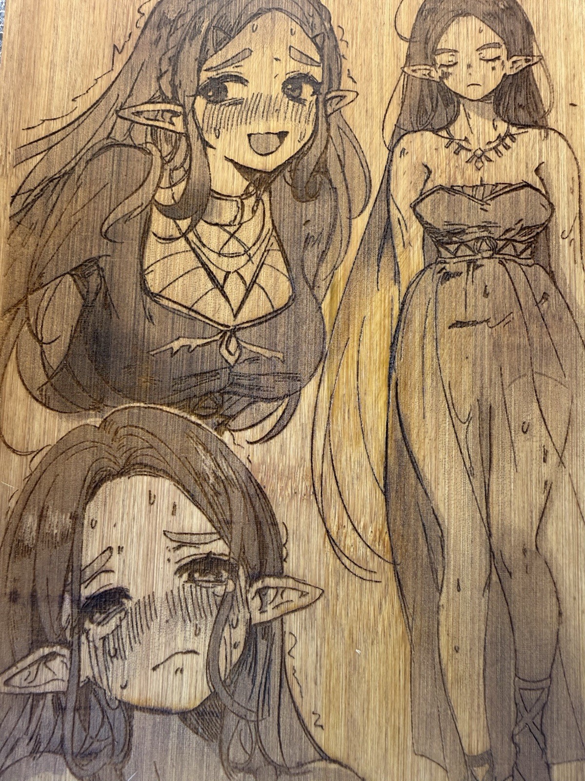 Laser-burned art piece featuring Princess Zelda from The Legend of Zelda series.