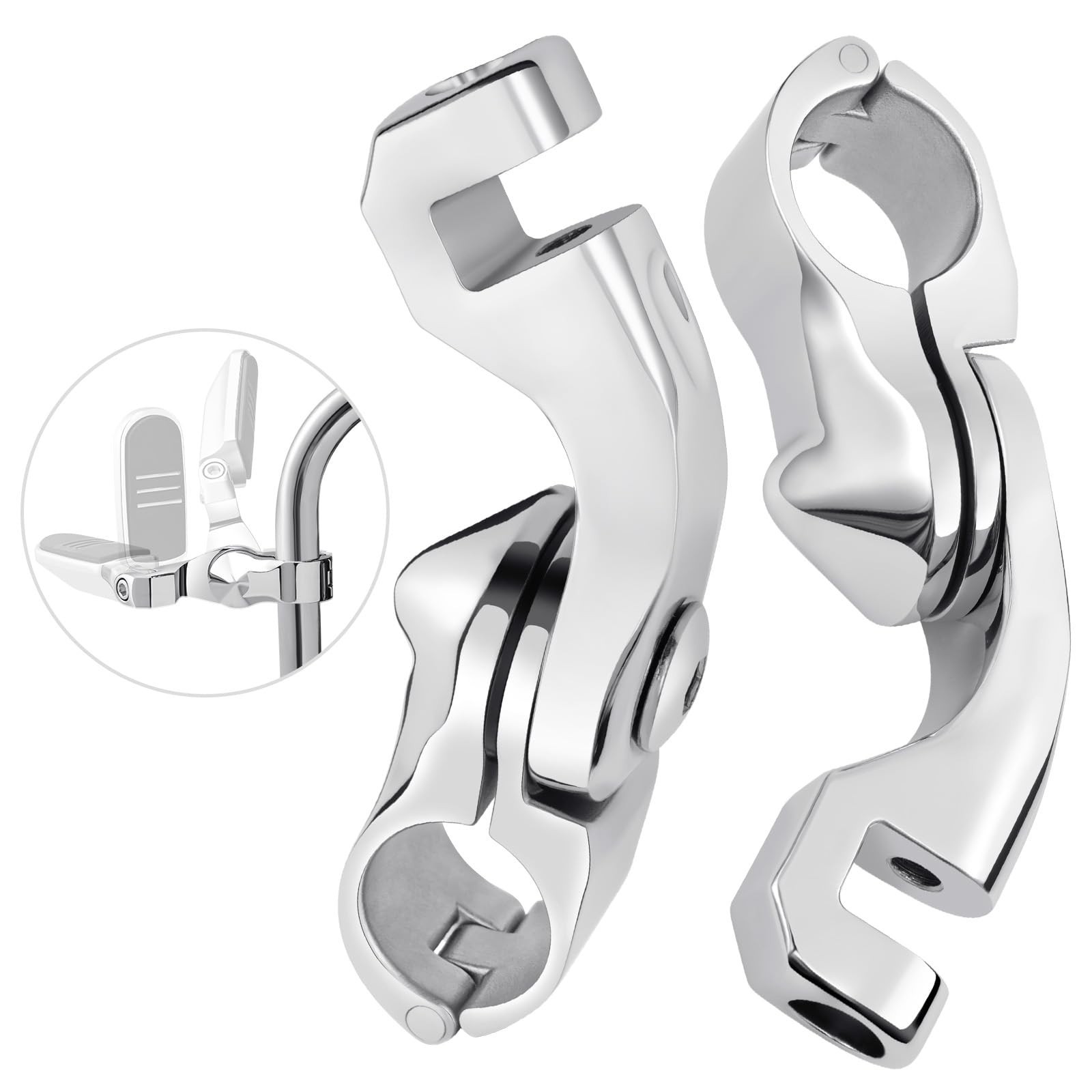 PBYMT Highway Pegs Mount Kit Short Angled, 304 Stainless Steel Footpegs Footr...