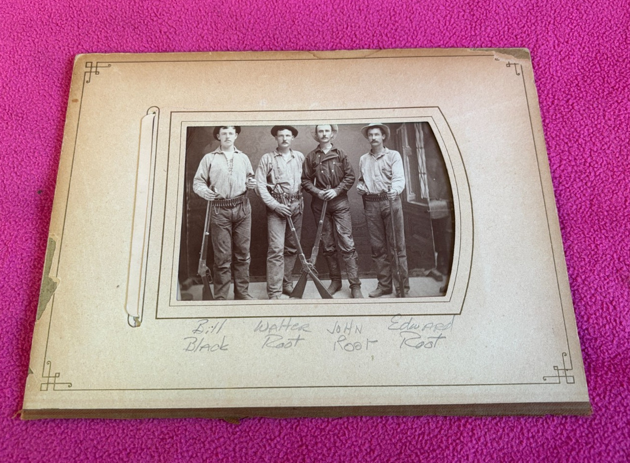 WESTERN antique CABINET CARD cowboys UKIAH CITY CA guns KNIVES boots RIFLE hats