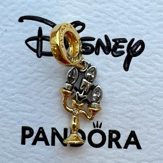 Pandora Disney Beauty & Beast Lumiere Dangle Charm 763985C01 Gold Plated