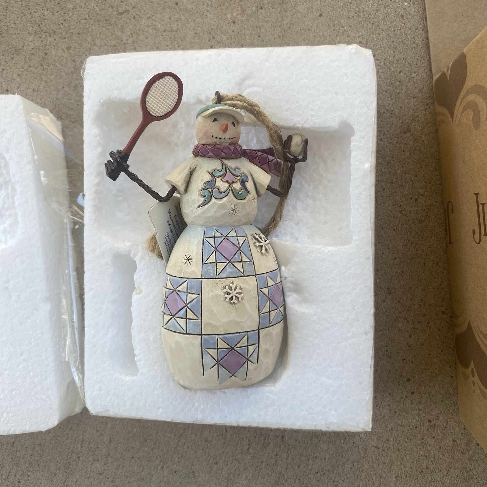 2010 Jim Shore Heartwood Creek Snowman Tennis Hanging Ornament Christmas Festive