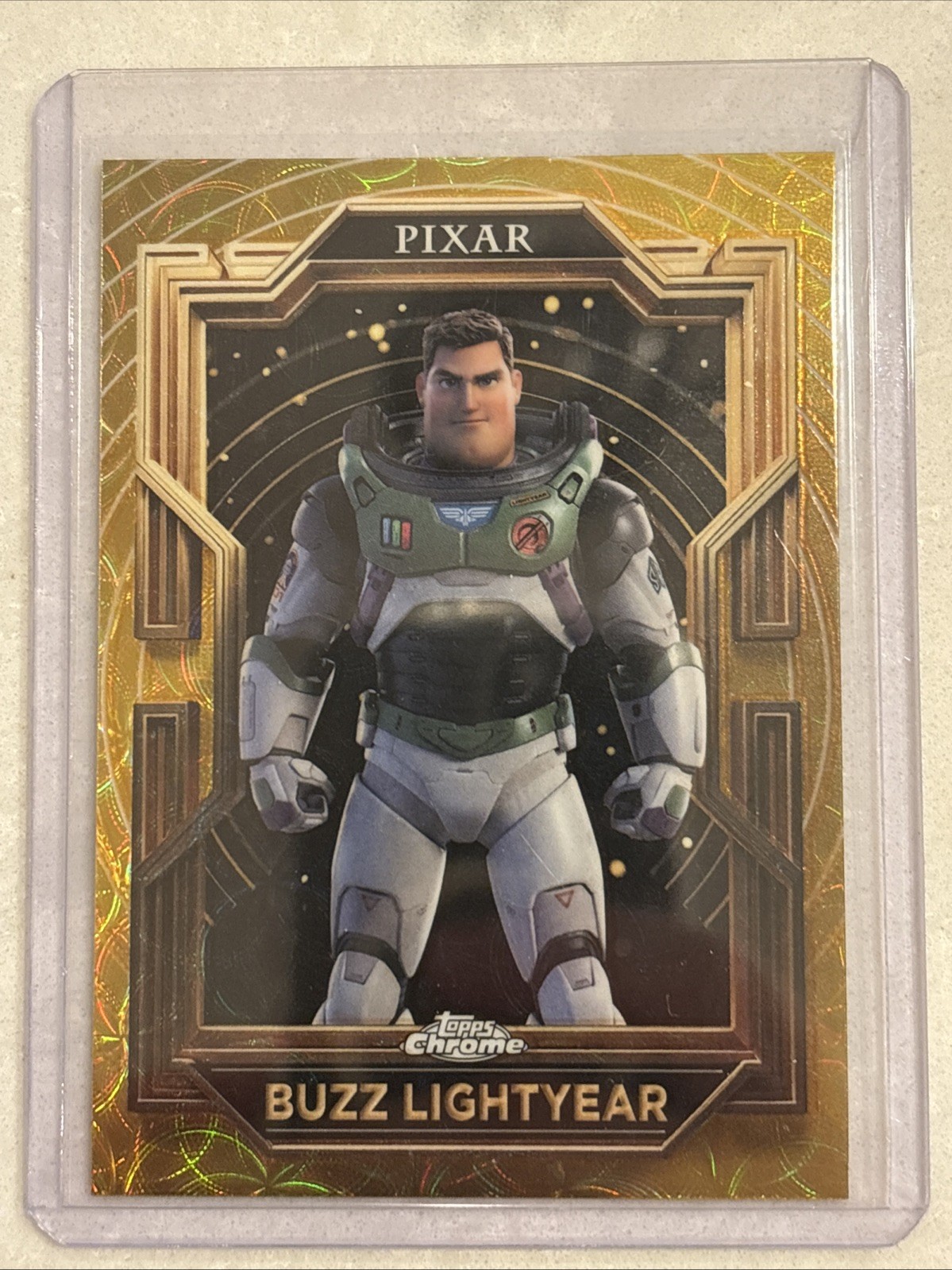 2025 Topps Chrome Pixar Gold Buzz Lightyear Toy Story Kaleidoscope Etch #91