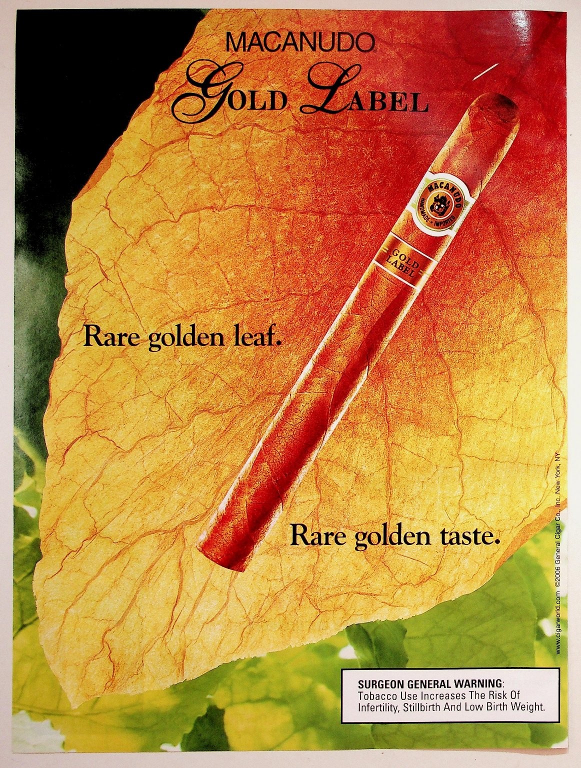 2006 Macanudo Gold Label Cigar Print Ad Vintage Tobacco Ephemera New York