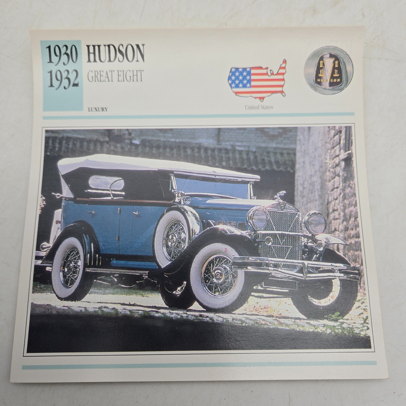 1930 1932 Hudson Great Eight Sport Classic Cars Collectors Club Card 90s VTG