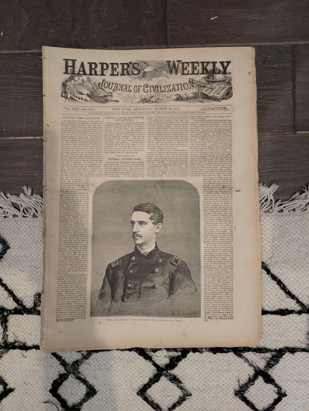 Harpers Weekly 1864 General Custer March 26 Grant Lieutenant-General