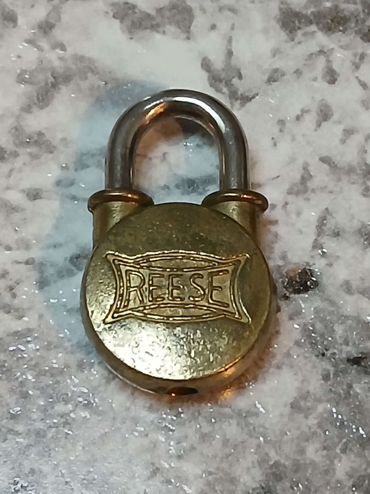 Vintage Reese Mini Gold-Tone Padlock w/ 2 Keys Made In USA - Working Lock