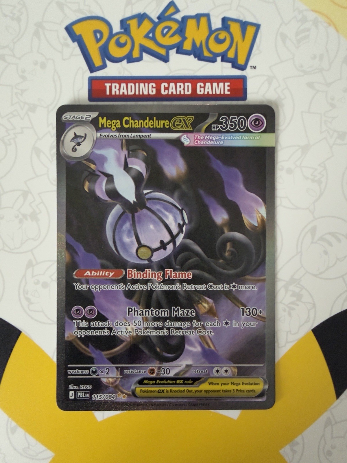 Pokémon TCG - Mega Chandelure EX 115/084 - Pitch Black - Illustration Rare - NM