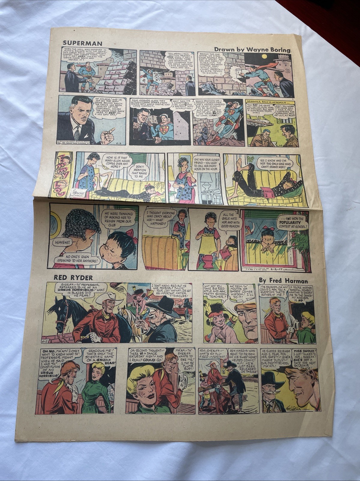 1957 SUPERMAN / SMOKEY THE BEAR/RED RYDER/ALLEY OOP Sunday Comic Strips 1-9426^