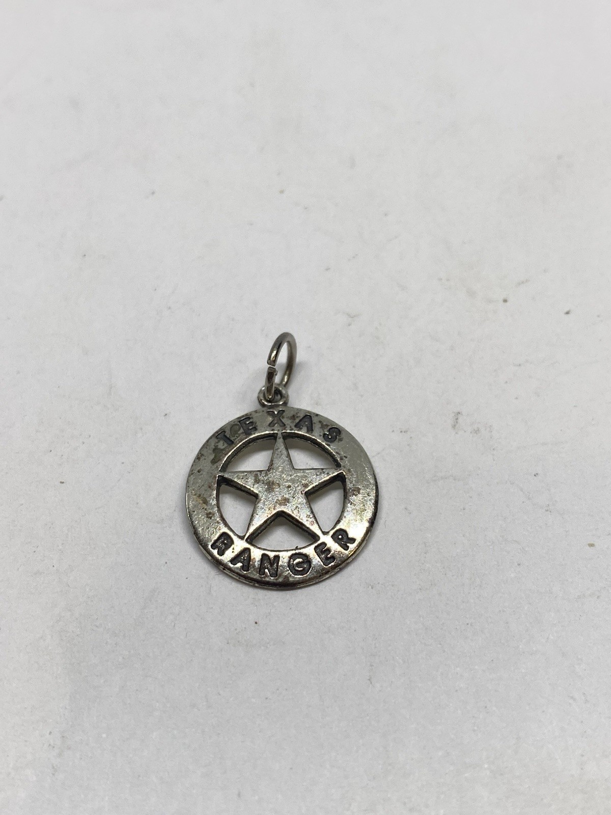 1.5g 925 STERLING SILVER TEXAS RANGER BADGE MINI CHARM PENDANT STAMPED