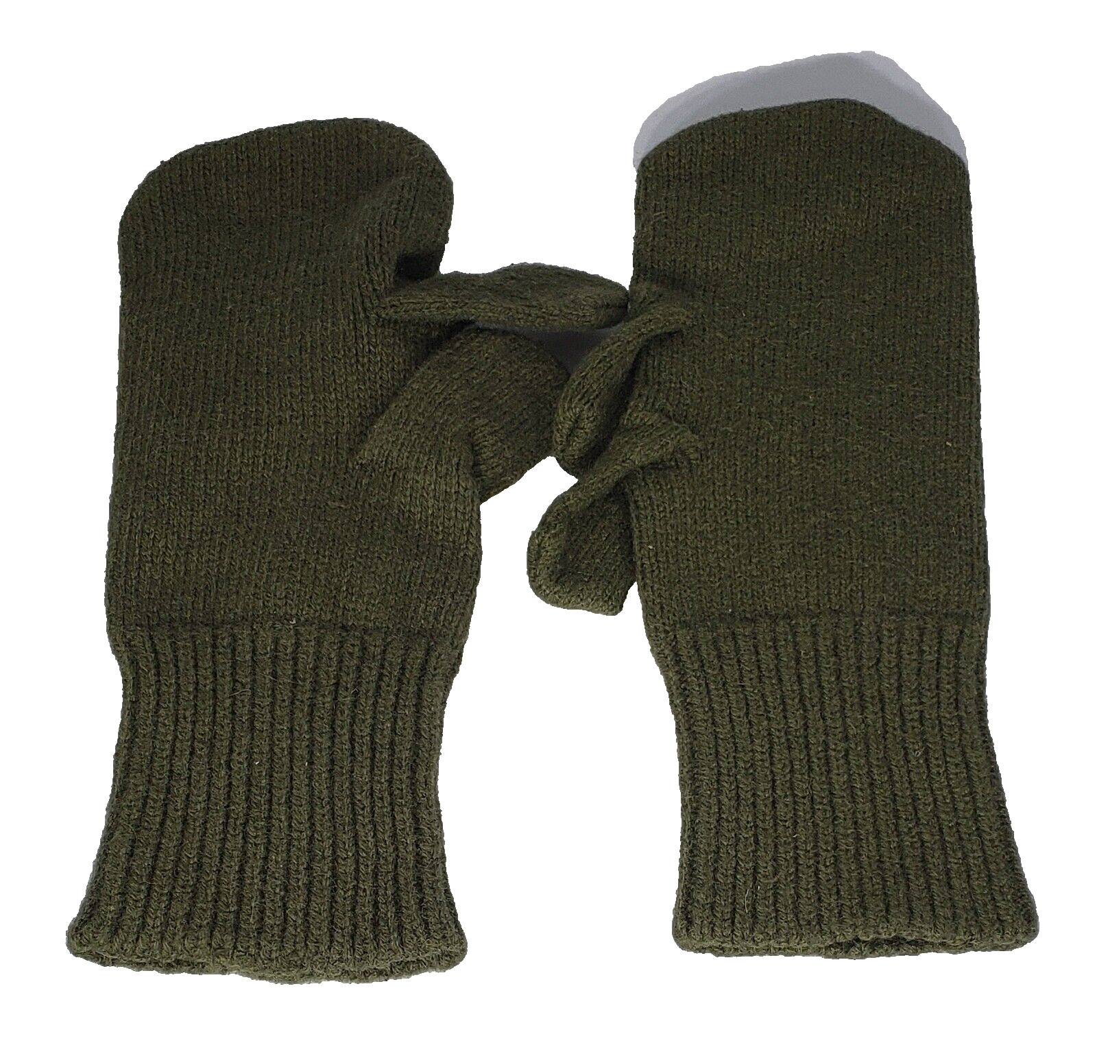 2 Pr VTG Mitten Insert Military Green Trigger Finger Wool & Nylon US Issued Sz M