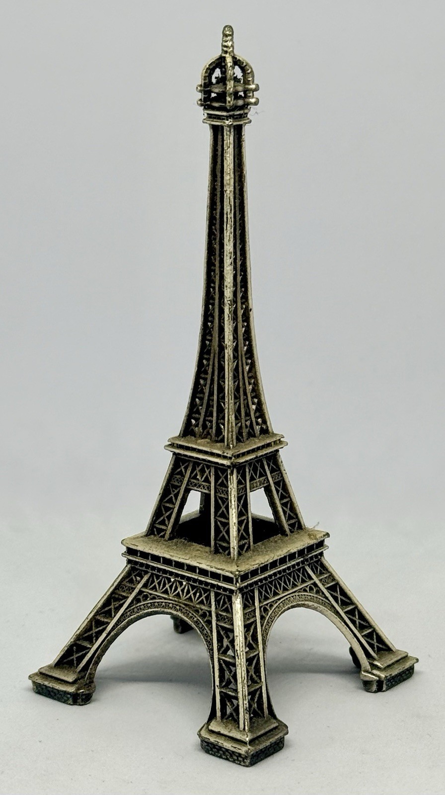 VTG Style Metal Eiffel Tower Figurine Bronze Tone Paris Souvenir Replica 4”