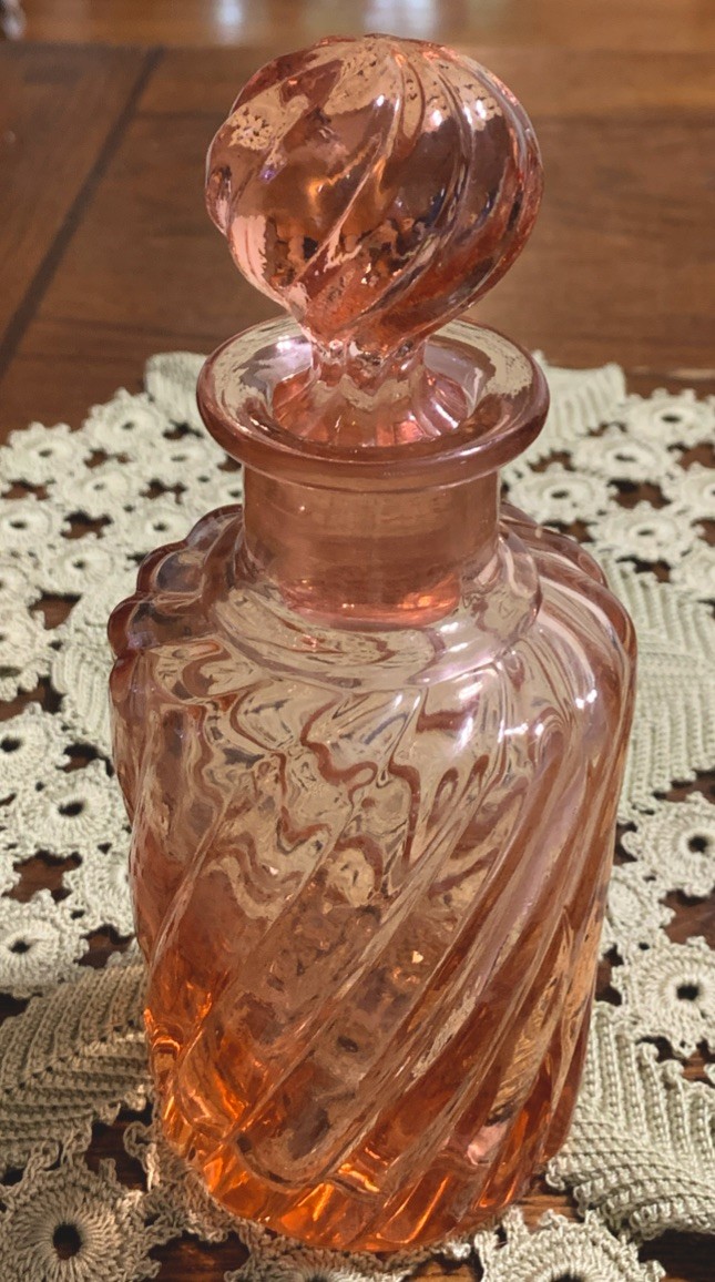 Baccarat French Antique Rose Tiente Swirl Perfume Bottle