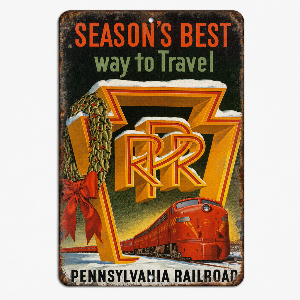 Pennsylvania Railroad Metal Sign PRR Vintage Train Decor  - 3 Sizes