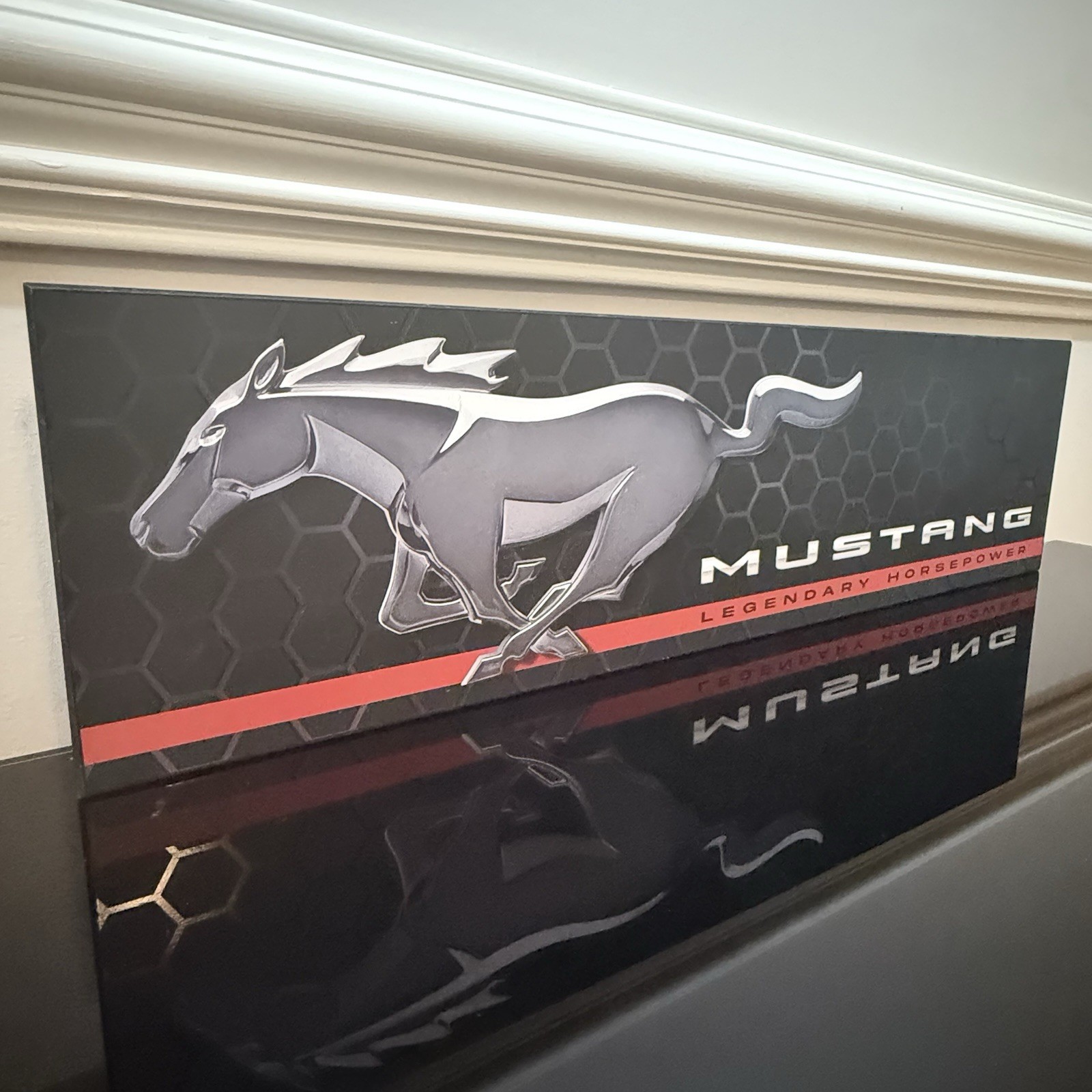 Ford Mustang Sign Wood Wall Decor Parts Motor Rims Tire Bar Pub Cobra Boss 5.0