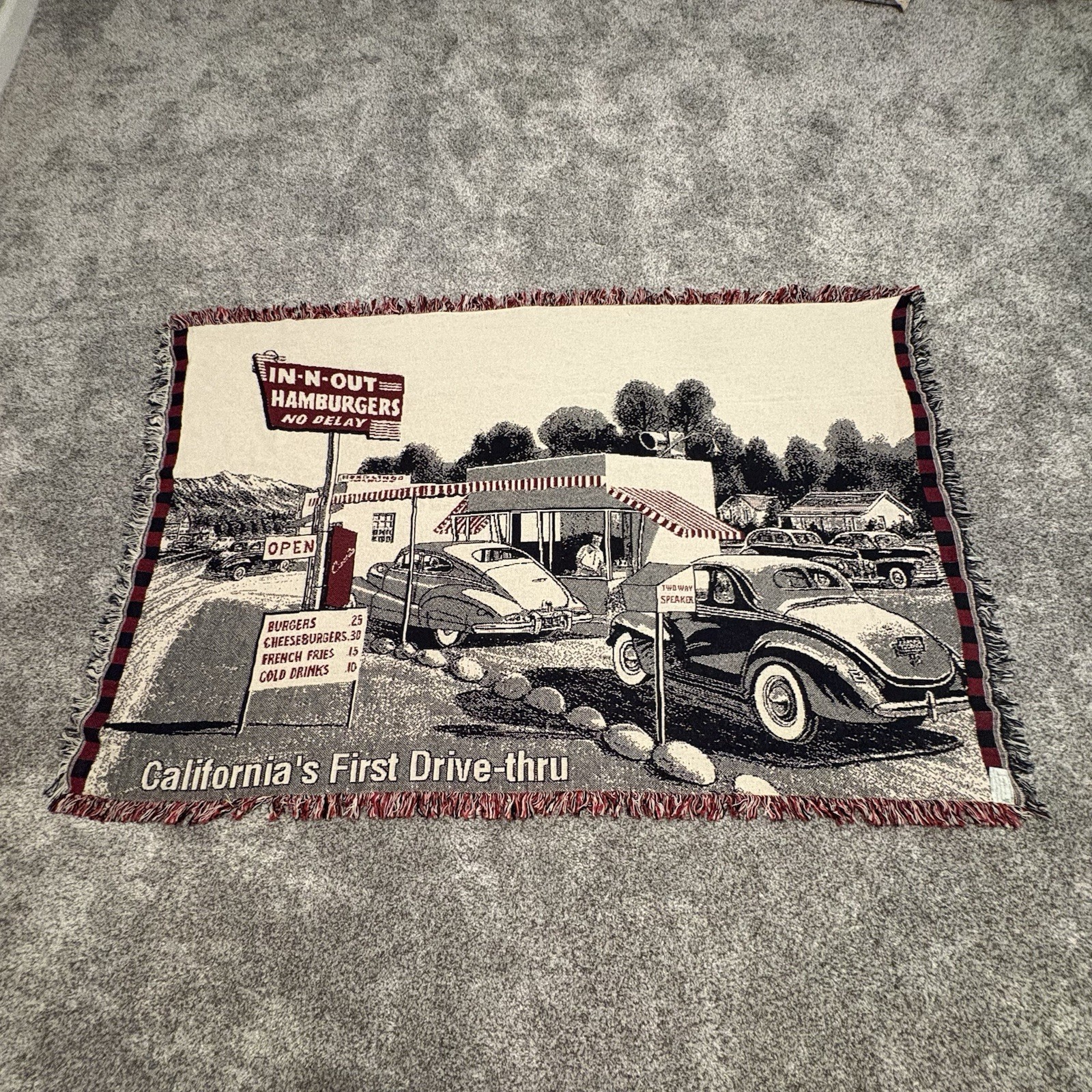 Very Rare IN & OUT BURGER Original Woven Blanket Approximately 48”X72” 1990’s
