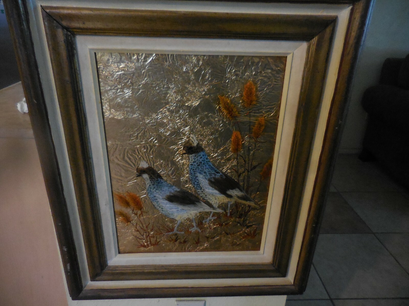 Vintage Nice RARE Mixed Media FOIL ART \