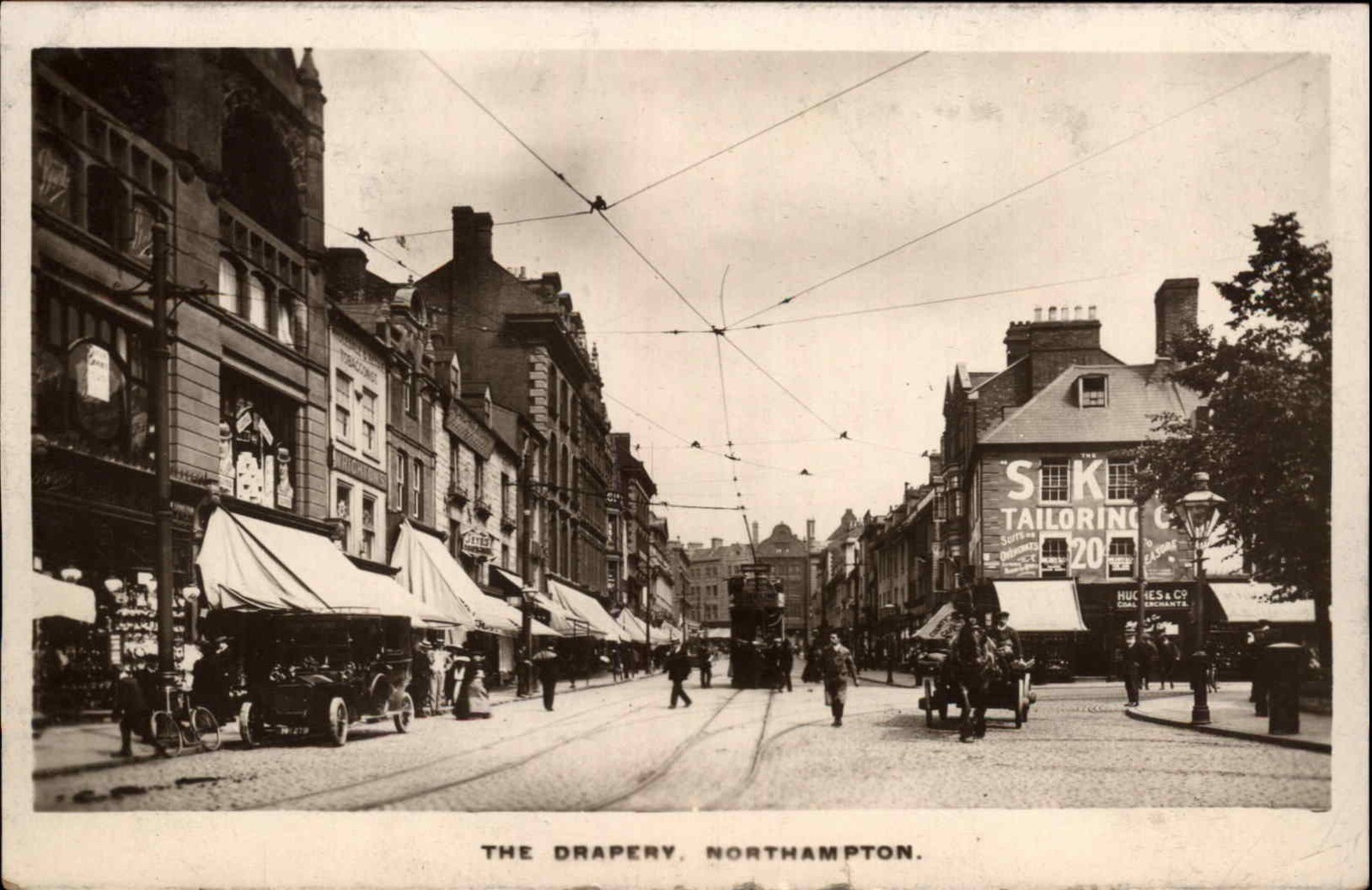 NORTHAMPTON NORTHAMPTONSHIRE The Drapery Busy Street Scene Vintage RPPC