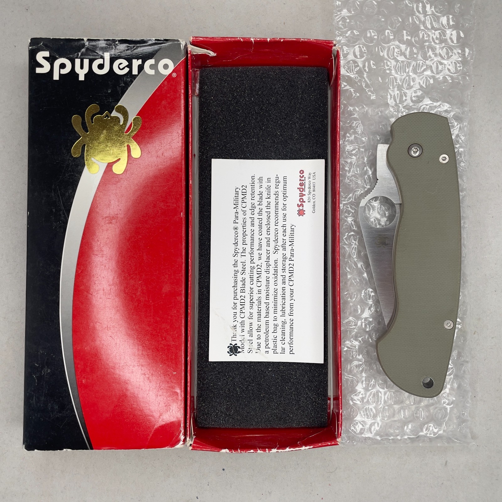 RARE Spyderco Paramilitary 1 Foliage green G10 D2 C81FGD2P (2008) Discontinued