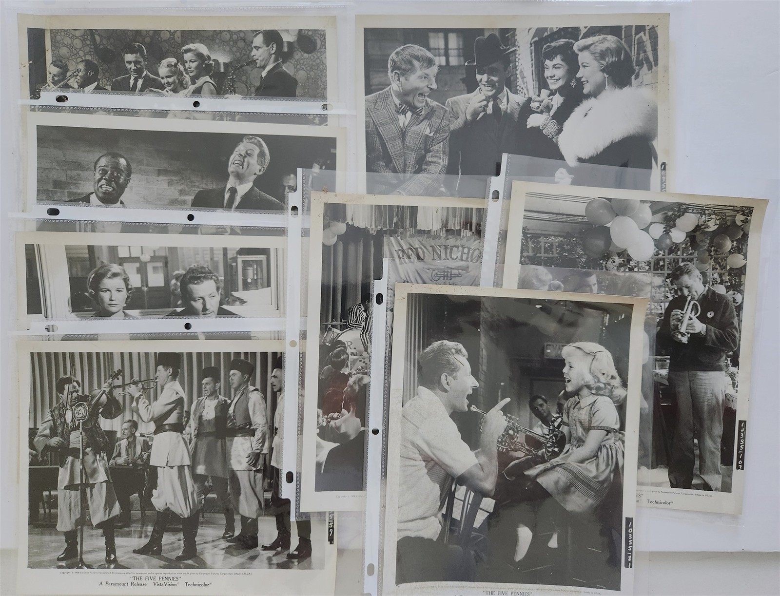 1959 vintage THE FIVE PENNIES movie still PHOTO LOT danny kaye louis armstrong