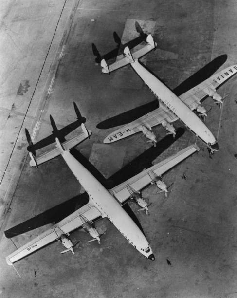 An aerial view first Lockheed Aircraft corporation\'s two new comme- Old Photo