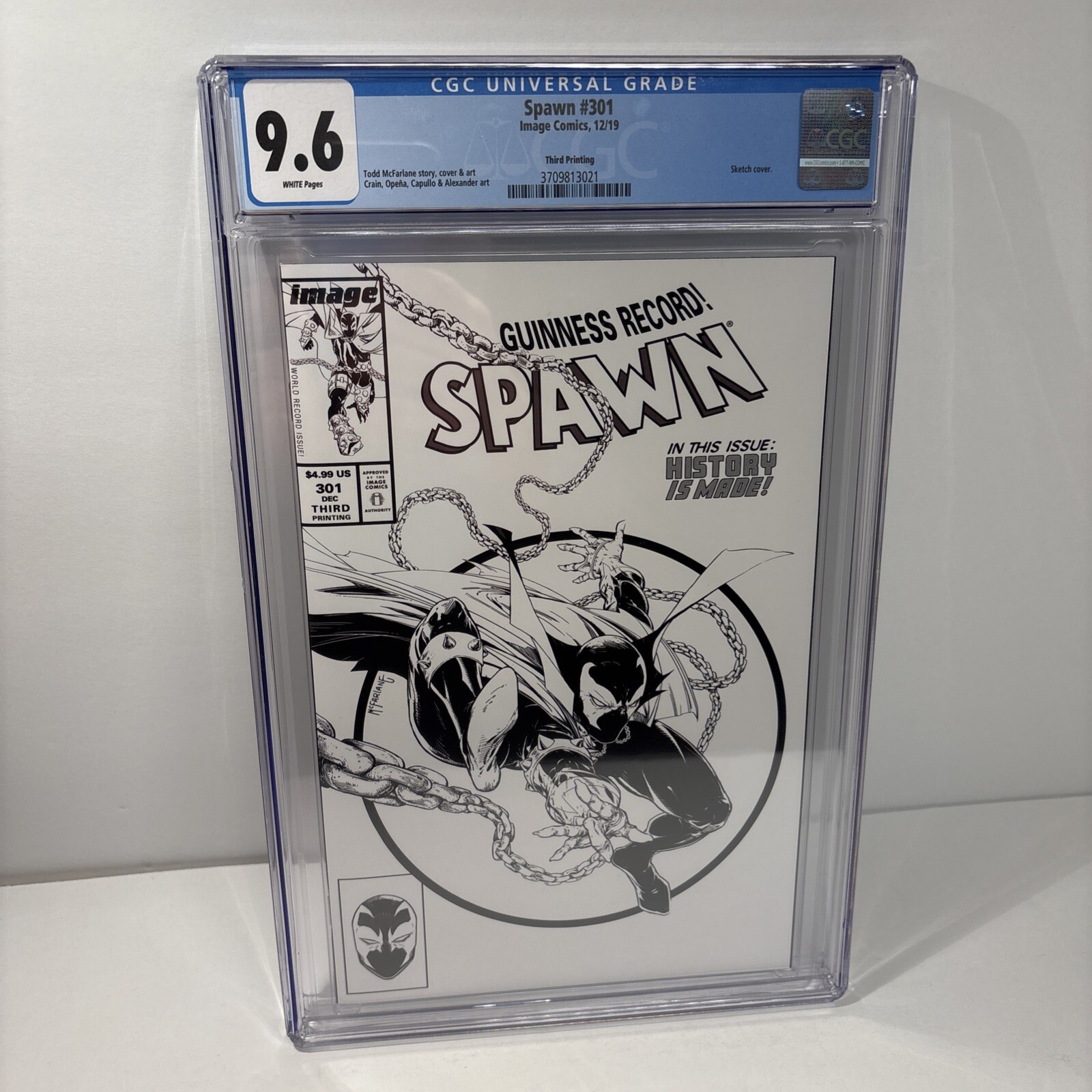 SPAWN 301 CGC 9.6 NM+ Image Black And White Sketch Cover