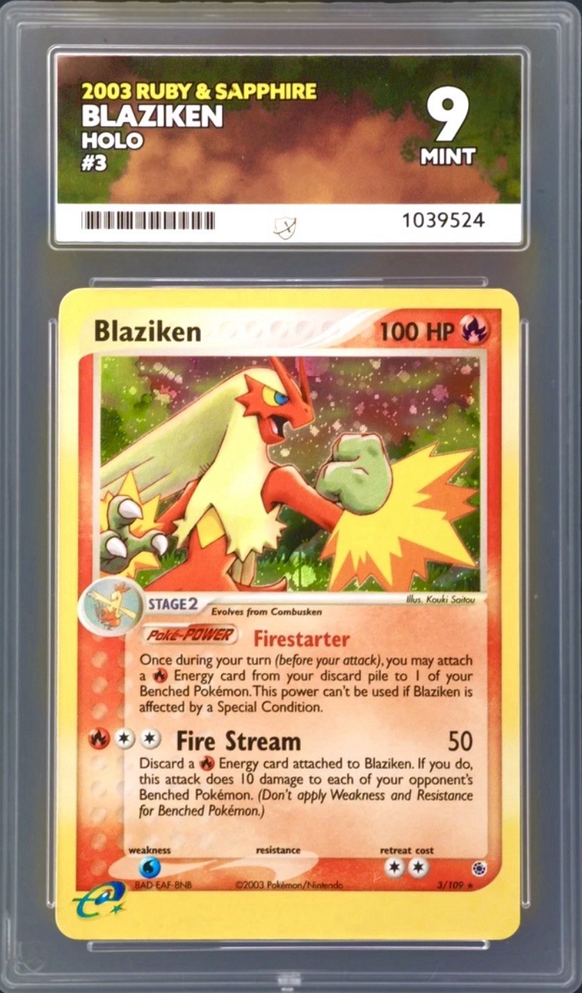 2003 Pokemon EX Ruby & Sapphire Blaziken Holo #3 ACE Mint 9