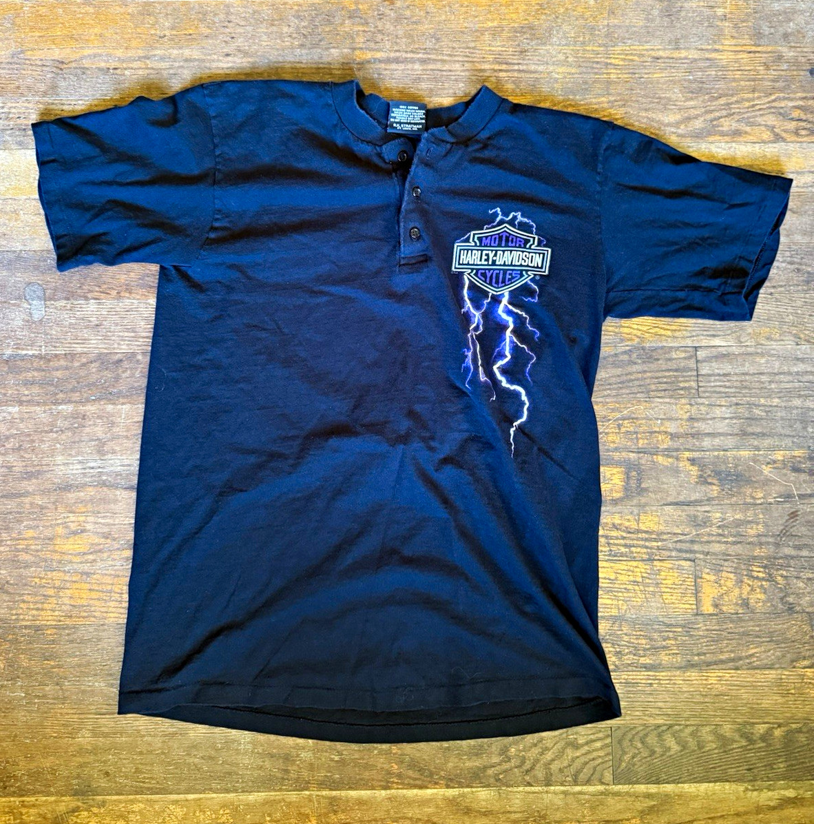Vintage Harley Davidson Purple Lightning Eagle Quarter Button Shirt Polo