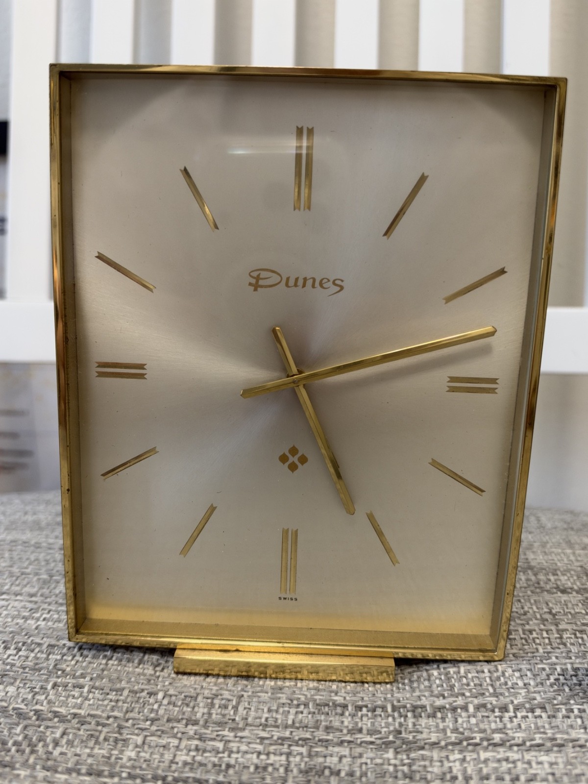Vintage 1960's Dunes Hotel & Casino Swiss Alarm Clock * Gold Color * WORKING